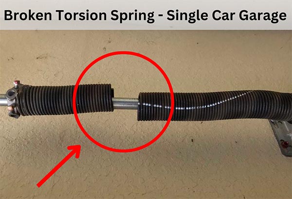 Broken Torsion Spring - Single Car Garage