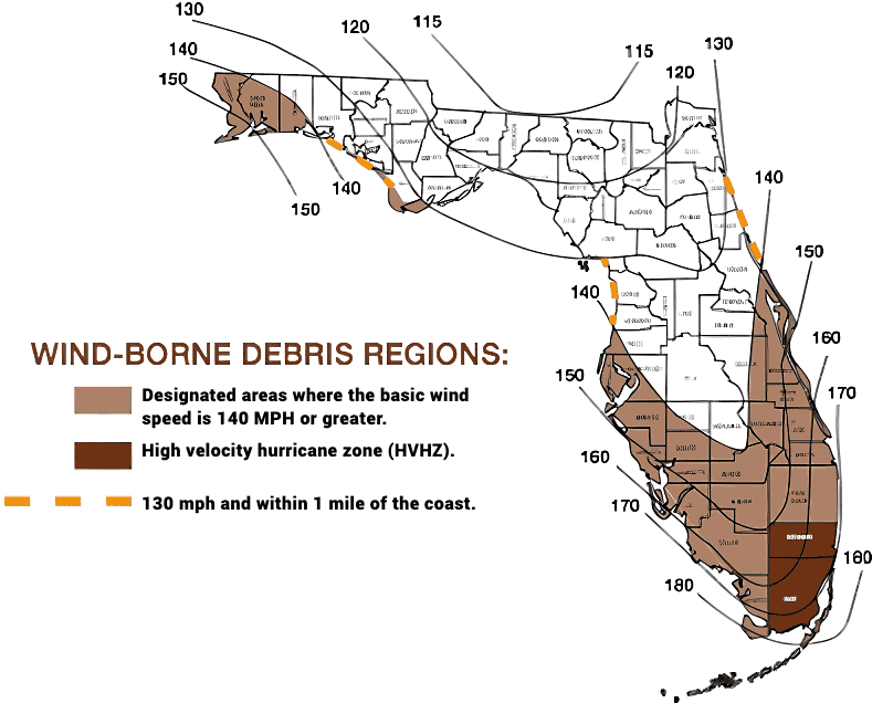 Wind Borne Debris Regions in Florida